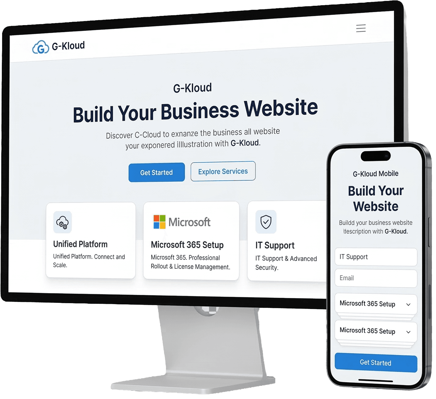 G-Kloud website and mobile interface preview